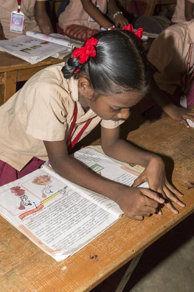 Belgesel yayın görüntü. Hükümet kamu okulda sınıfta belirlenemeyen okul çocukları çalışma.
