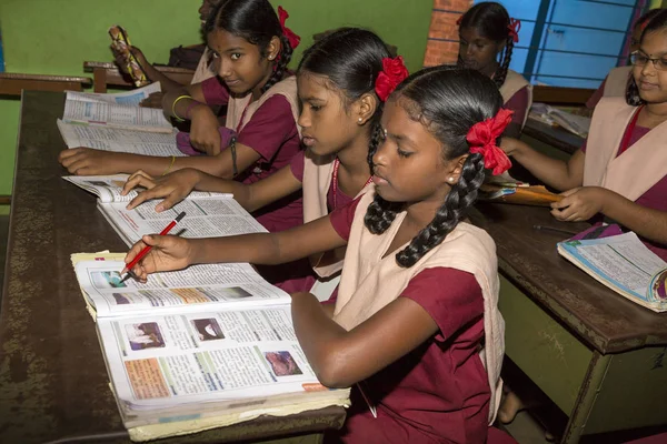 Belgesel yayın görüntü. Hükümet kamu okulda sınıfta belirlenemeyen okul çocukları çalışma.