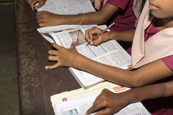 Belgesel yayın görüntü. Hükümet kamu okulda sınıfta belirlenemeyen okul çocukları çalışma.