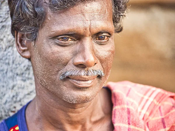 Puducherry Índia Dezembro Circa 2018 Retrato Índio Anos Homem Com — Fotografia de Stock