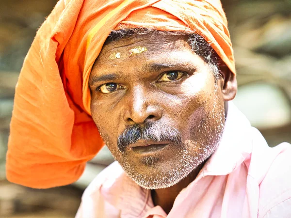 Puducherry India December Circa 2018 Портрет Індіанця Років Людини Серйозним — стокове фото