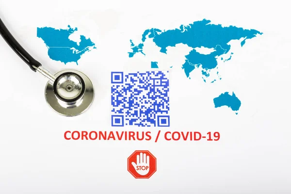 Світова Карта Синім Барвистим Кодом Коронавірусної Інфекції Covid Використовується Компанії — стокове фото