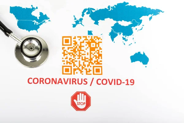 Världskarta Med Gul Orange Färgstark Kod För Coronavirus Covid Infektion — Stockfoto