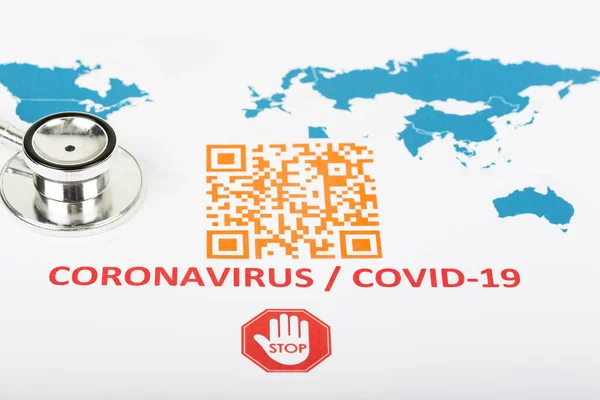 Världskarta Med Gul Orange Färgstark Kod För Coronavirus Covid Infektion — Stockfoto