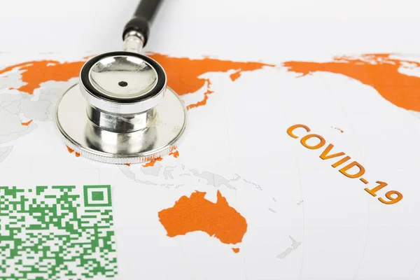 Світова Карта Зеленим Барвистим Кодом Коронавірусної Інфекції Covid Використовується Компанії — стокове фото