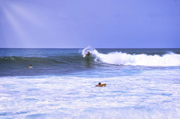 Hossegor France February Circa 2019 Unidentified Surfer Man Catching Riding — Stock Photo, Image