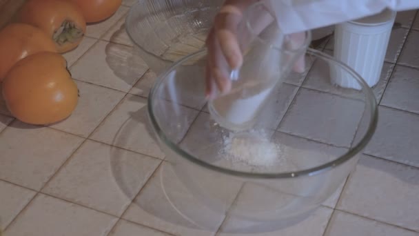 Knead the dough in the bowl, close-up — Stock Video