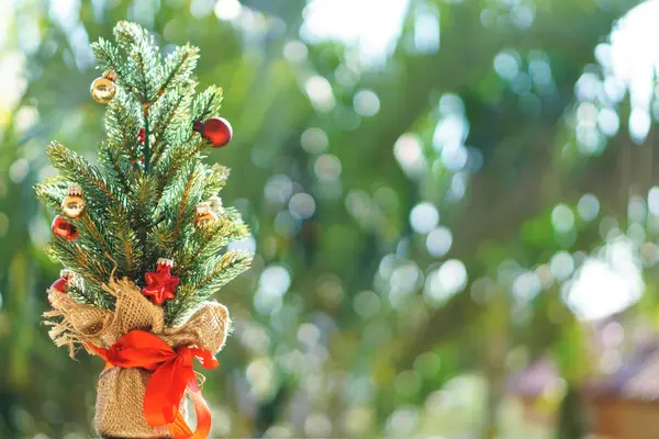 Small decorated Christmas tree — Stock Photo, Image