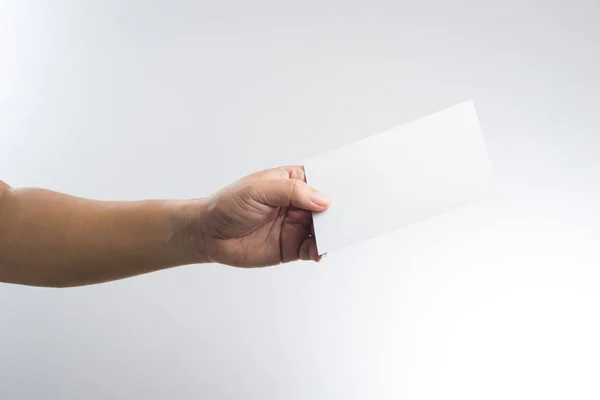 Hand hält leere Fotopapier-Karte — Stockfoto