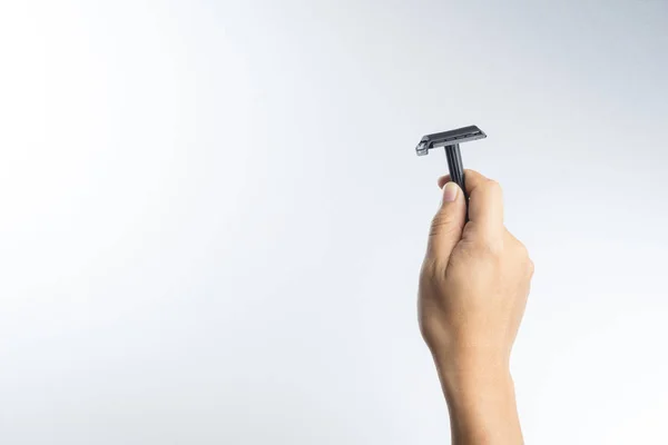Hand with vintage shaving razor — Stock Photo, Image