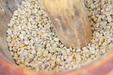 Vintage kahve çekirdeği ilk işleme