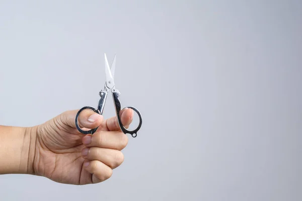 Mini Tijeras Plegables Mano Para Viajar Sobre Fondo Blanco — Foto de Stock