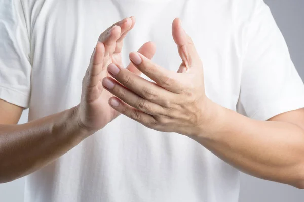 Señal Mano Aplaudiendo Sobre Fondo Blanco — Foto de Stock