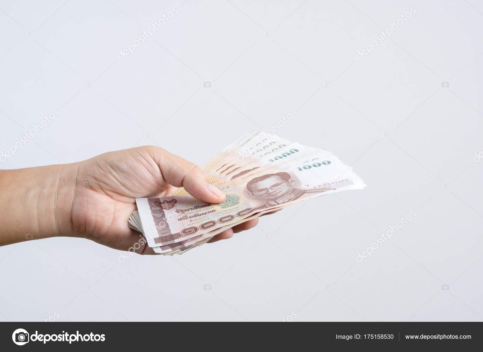 Hand Holding Thai Banknotes 1000 Baht Money Currency Thailand White — Stock  Photo © BonNontawat #175158530