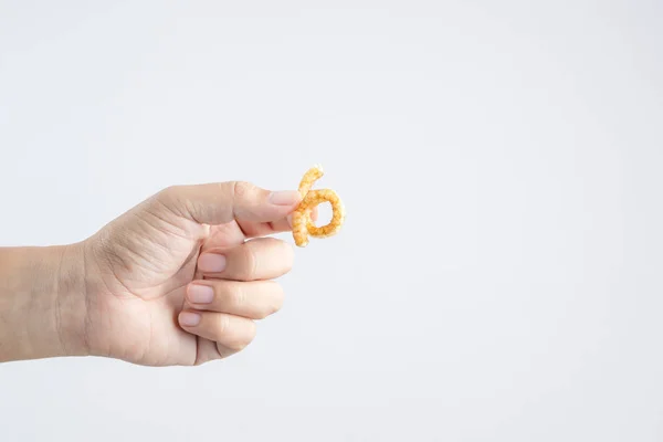 Pele Porco Com Casca Porco Frita Assada Sobre Fundo Branco — Fotografia de Stock