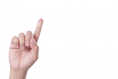 Yapışkanlı İlkyardım bandaj, tıbbi bir Alçı beyaz arka planda tutan el