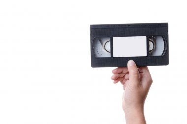 Beyaz arkaplanda eski analog VHS Video Kaseti