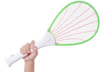 Elektrik çarpması aygıt swat raketi veya sivrisinek zappe tutan el