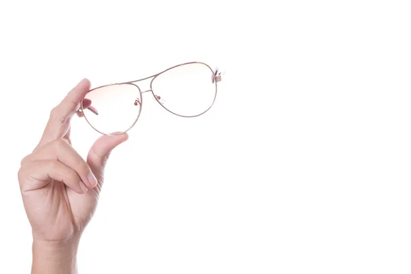 Handen håller vintage glasögon — Stockfoto