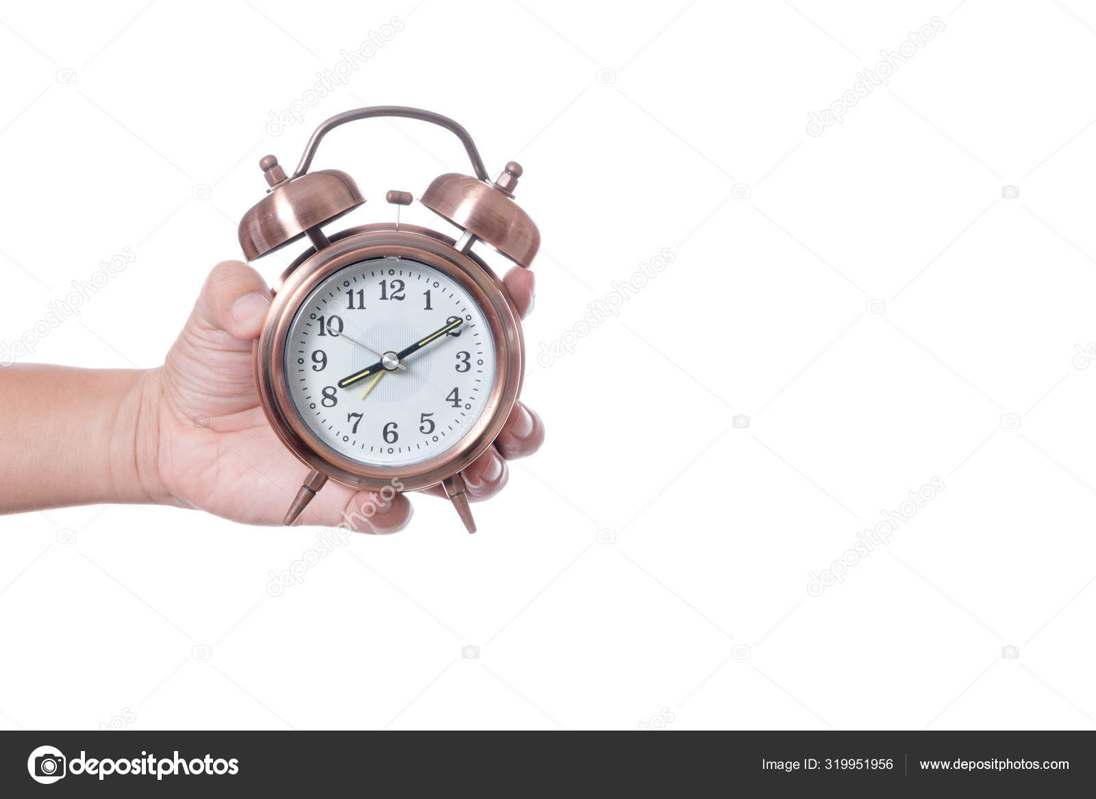 Ajuste de reloj despertador vintage a las 7 am y hora de