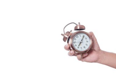 El tutma vintage çalar saat ayarı 7 am ve saati gösteren