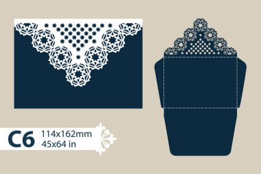 Şablon tebrik zarfı oyma Ajur desenli