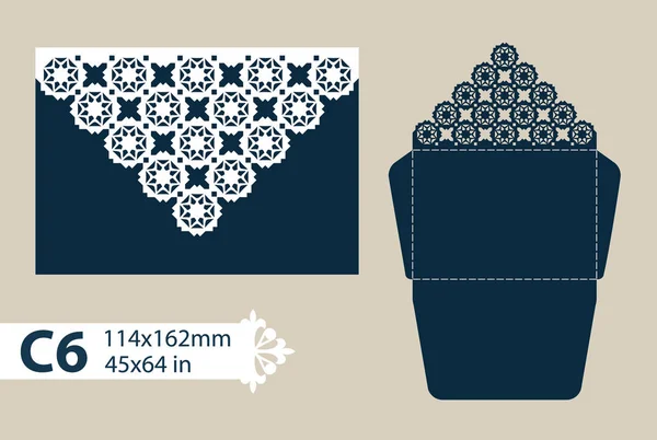 Plantilla sobre de felicitación con patrón calado tallado — Archivo Imágenes Vectoriales