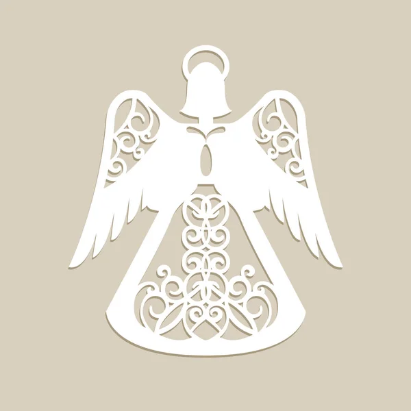 Natal esculpido anjo ornamento aberturas —  Vetores de Stock