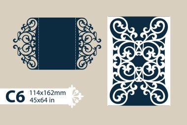 Şablon tebrik zarfı oyma Ajur desenli