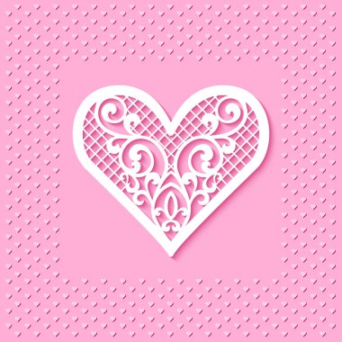 Bir dantel kalp tebrik kartı