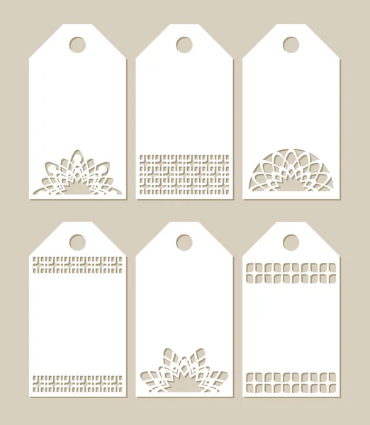 Set étiquettes de pochoir avec motif sculpté — Image vectorielle