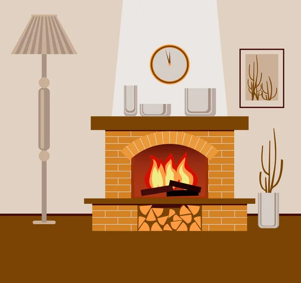 古典的なれんが造りの暖炉 — ストックベクタ
