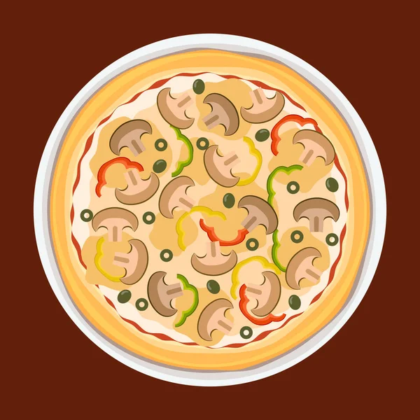 Pizza of mushrooms — Stock Vector