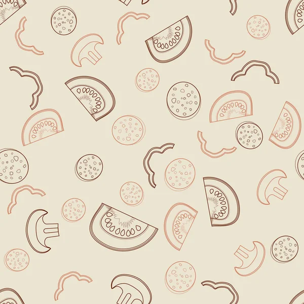 Fondo sin costuras con ingredientes para pizza italiana — Vector de stock