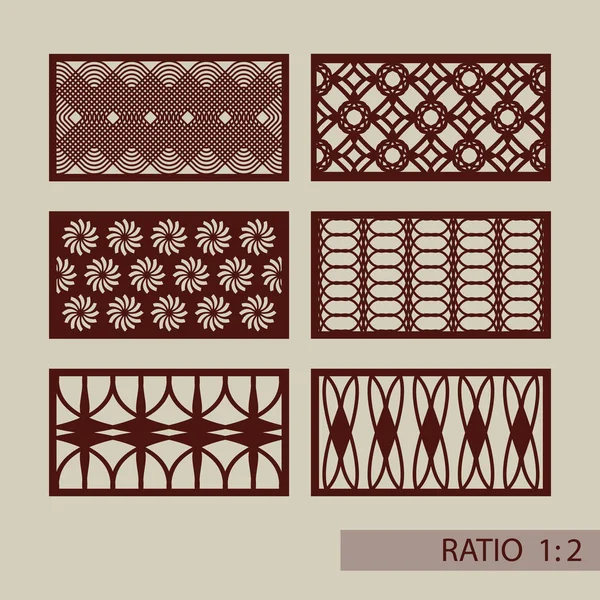 Set geometrische ornamenten voor laser snijden decoratieve panelen — Stockvector