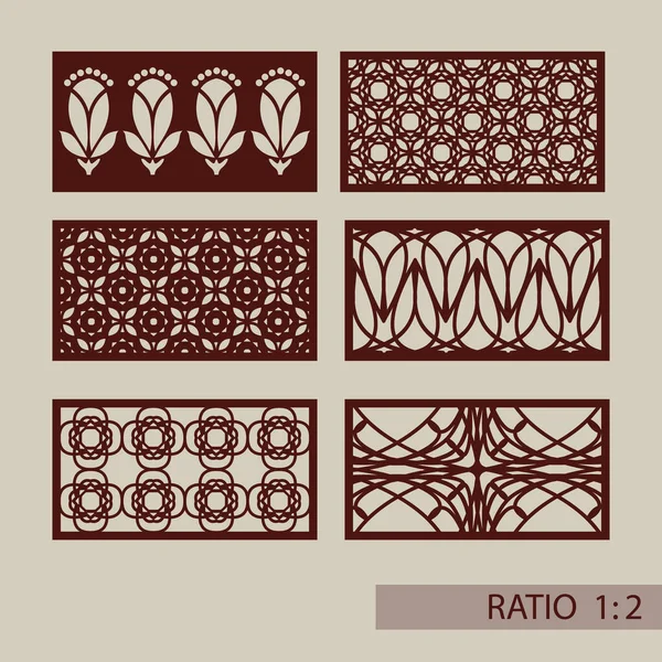 Набор геометрических орнаментов для лазерной резки декоративных панелей — стоковый вектор