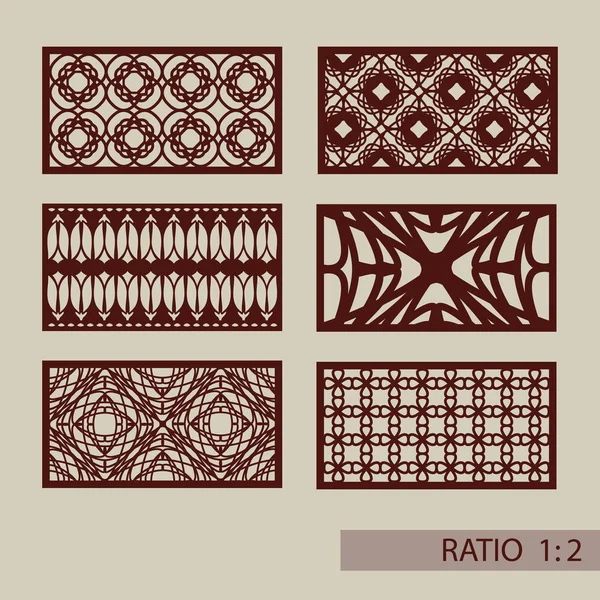 Set geometrische ornamenten voor laser snijden decoratieve panelen — Stockvector