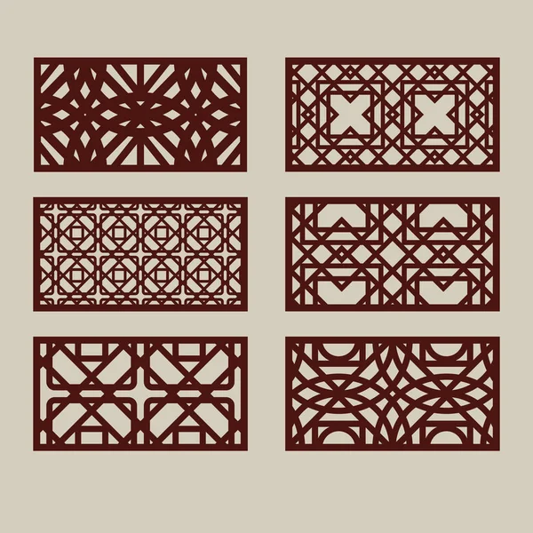 Set geometrische ornamenten voor laser snijden decoratieve panelen — Stockvector