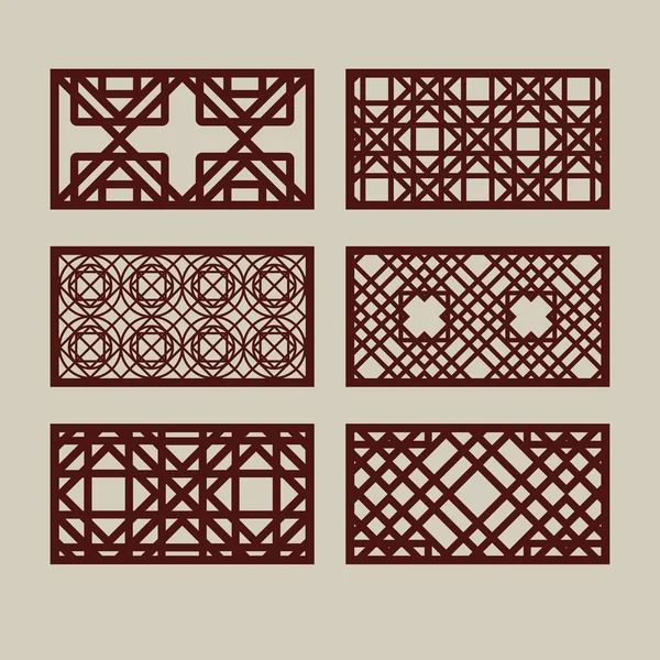 Lézervágó dekorációs panelek geometriai díszítőelemeinek beállítása — Stock Vector