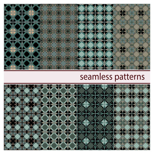 Collection Motifs Abstraits Géométriques Vectoriels Sans Couture Fond Décoratif Ornemental — Image vectorielle