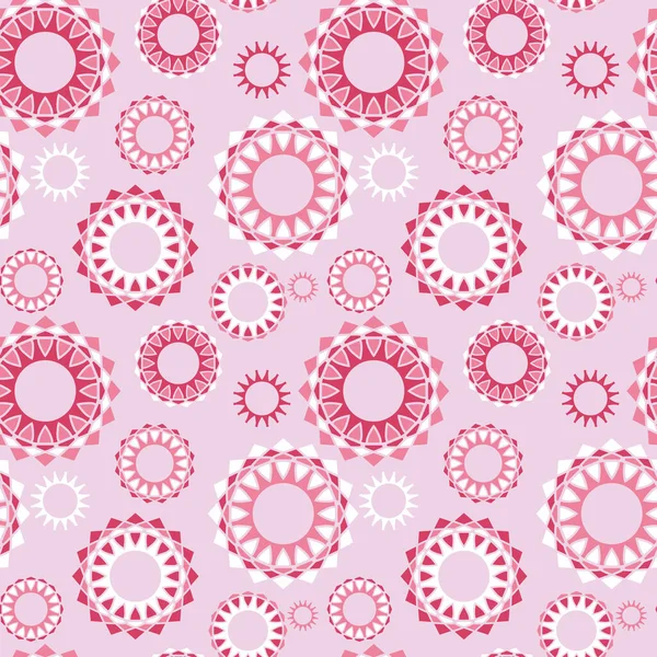 Patrón Sin Costura Vectorial Flores Redondas Elementos Decorativos Geométricos Mandala — Vector de stock