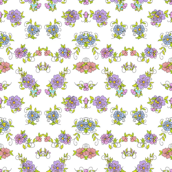 Patrón Floral Sin Costuras Pequeñas Flores Decorativas Estilo Popular Ilustración — Vector de stock