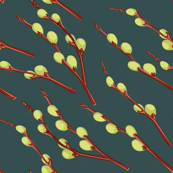 Modèle Pâques Sans Couture Avec Des Branches Saule Texture Infinie — Image vectorielle