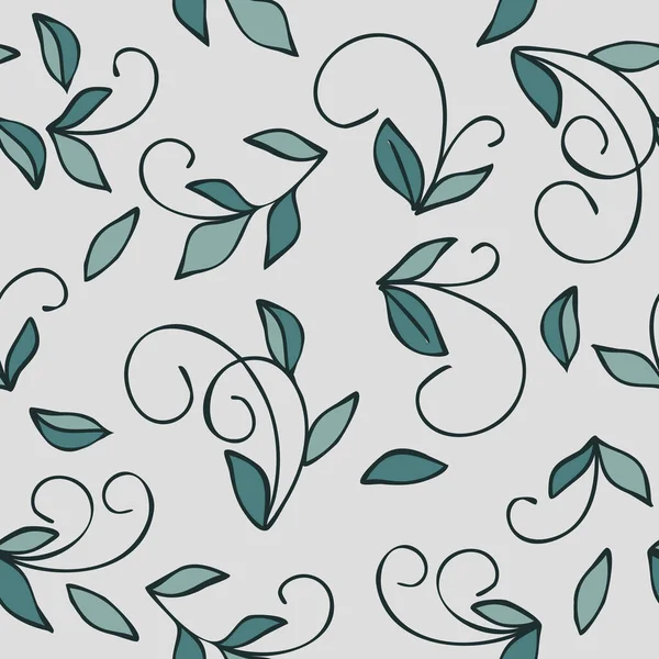 Seamless Floral Pattern Decorative Twigs Folk Style Botanical Hand Drawn — Stock Vector