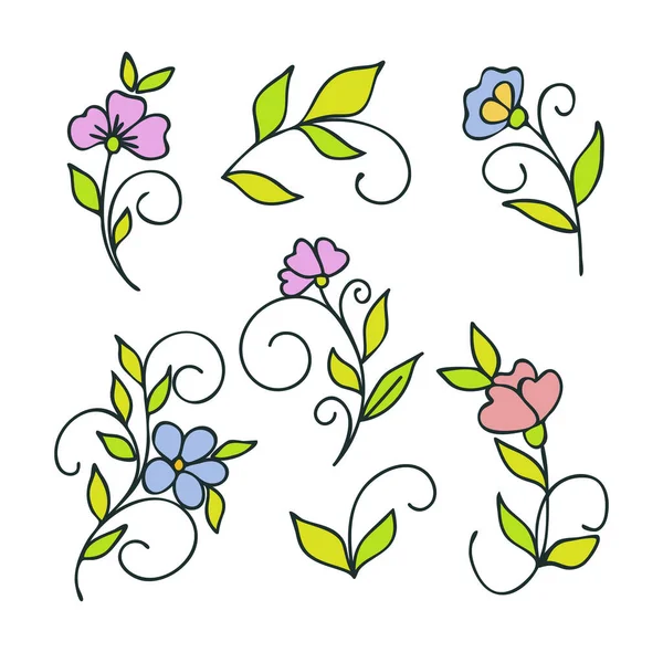 Collectie Cartoon Bloemen Bloemen Elementen Voor Bruiloft Ontwerp Verjaardag Vrouwen — Stockvector