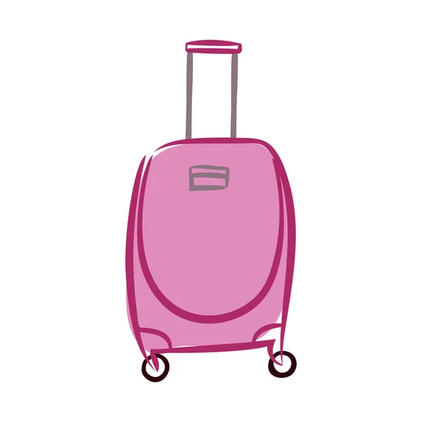 粉色塑料行李箱 带有轮子和可伸缩的手柄 隔离在白色背景上 度假旅行的行李 用于设计横幅 网页的卡通矢量插图 — 图库矢量图片