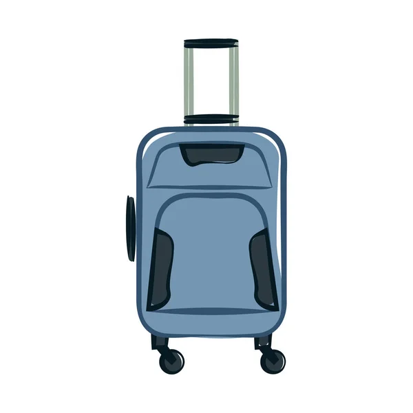 Valise Bleue Avec Roues Poignée Rétractable Isolée Sur Fond Blanc — Image vectorielle