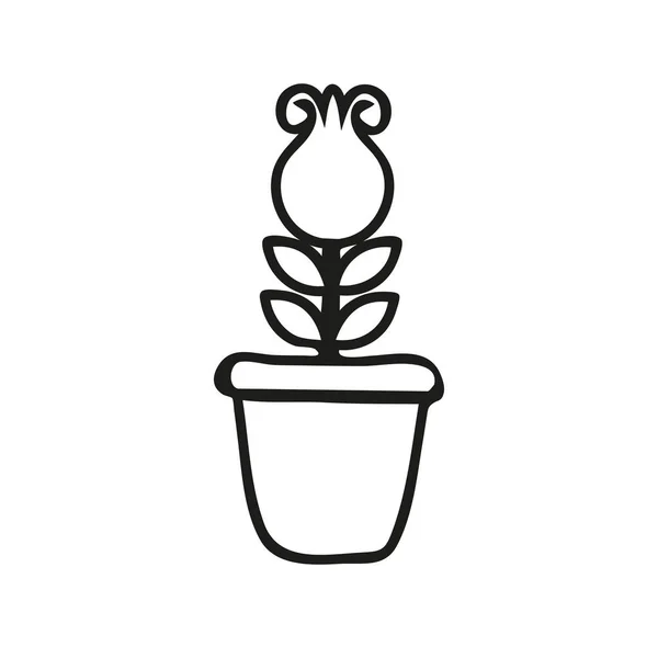 Plantas Maceta Icono Aislado Sobre Fondo Blanco Ilustración Vectorial Estilo — Archivo Imágenes Vectoriales