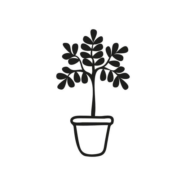 Plantas Maceta Icono Aislado Sobre Fondo Blanco Ilustración Vectorial Estilo — Archivo Imágenes Vectoriales