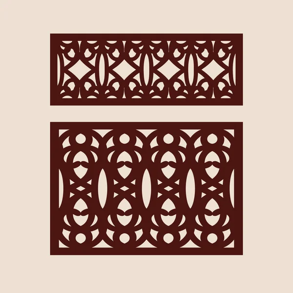 Conjunto Ornamentos Geométricos Florales Colección Plantillas Paneles Decorativos Dibujo Adecuado — Vector de stock